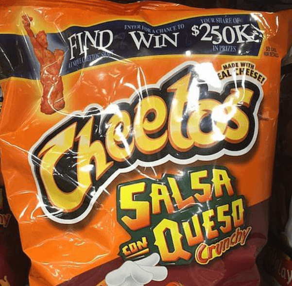 A bag of discontinued Cheetos Con Queso flavor, sourced from Pinterest