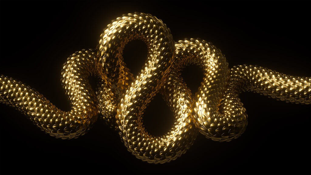 golden snake on black background