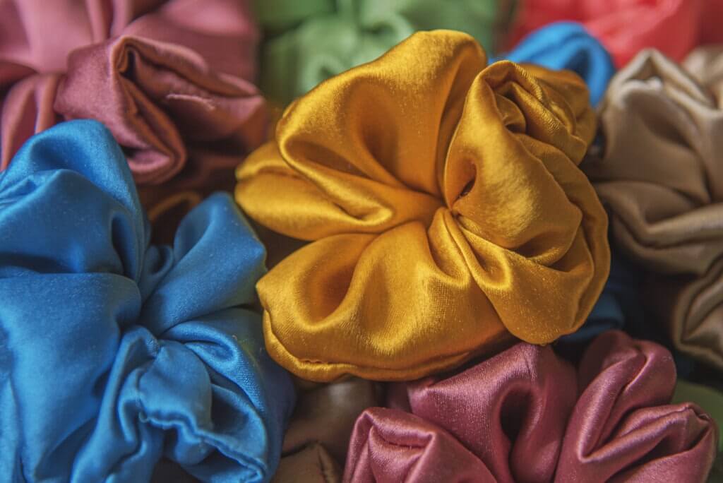 Colorful scrunchies on the table