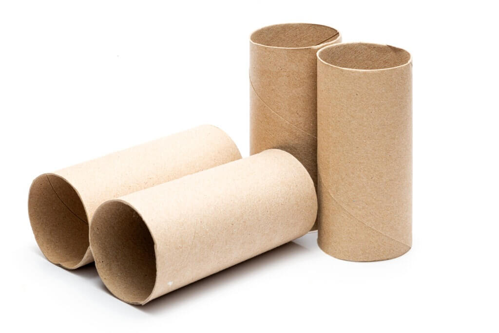 Isolated empty toilet paper rolls