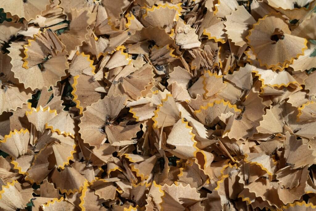 large amount of pencil shavings