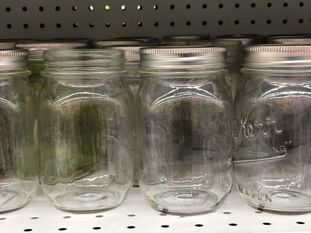 Shot of mason jars