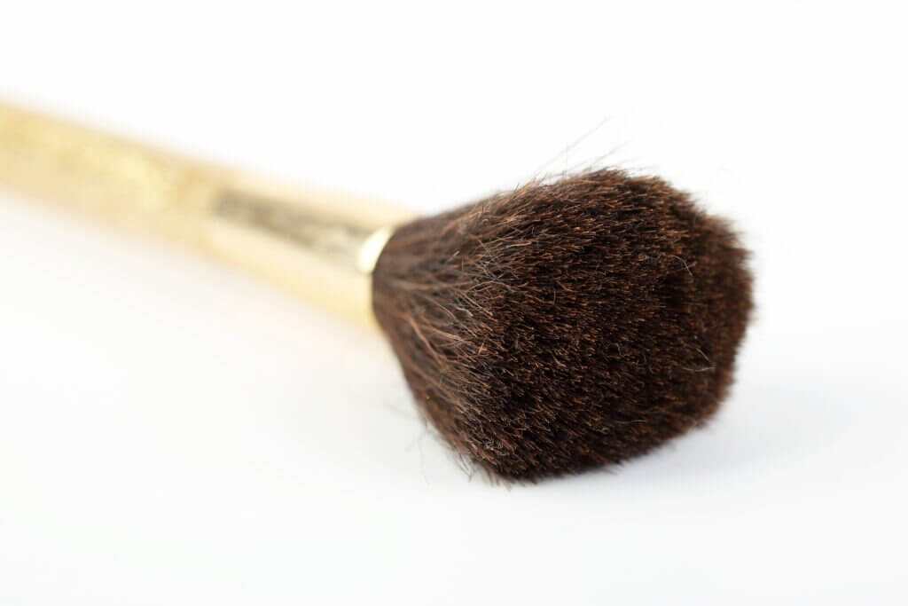 Makeup brushes on white background