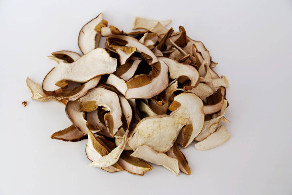 a pile of dried porcini mushrooms