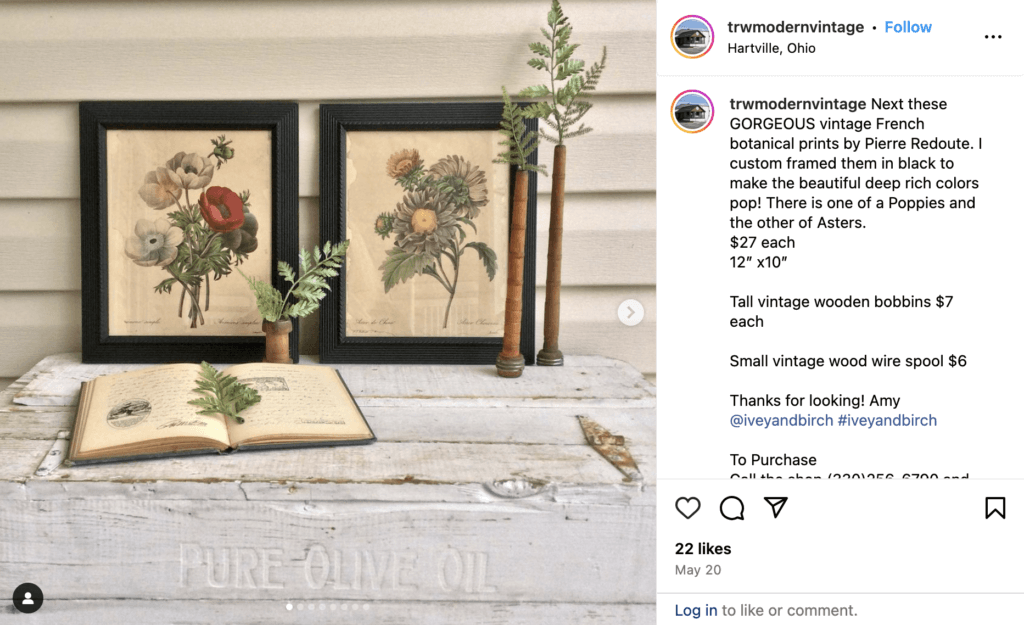 framed botanical art prints on instagram