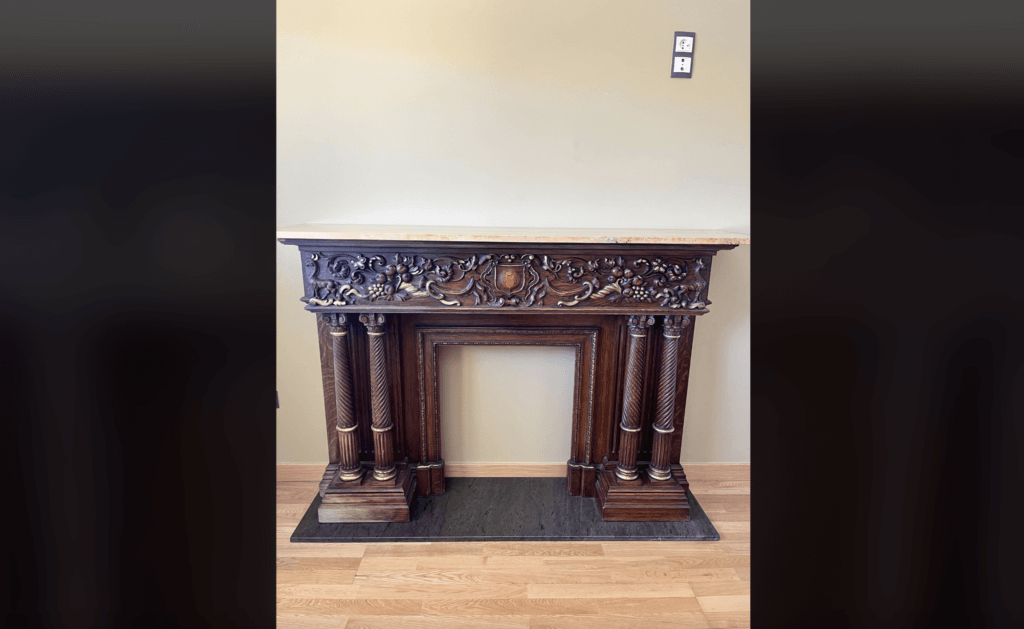 wooden fake fireplace