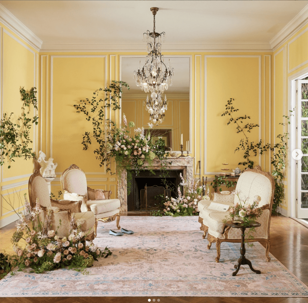 room designed with bridgerton-inspired regency decor