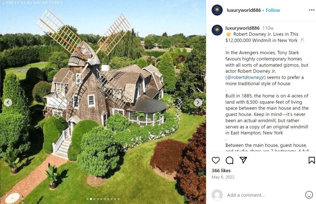 Robert Downy Jr.'s windmill home