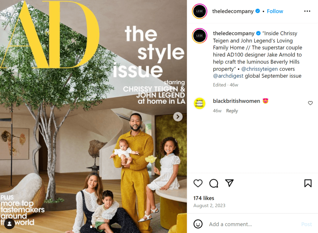 AD issue with John Legend and Chrissy Teigen's house