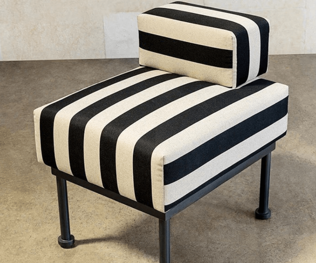 Striped chair with metal legs