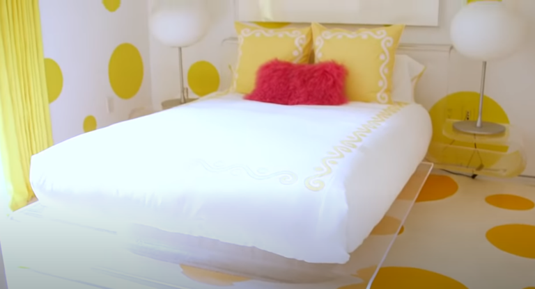 Tommy Hilfiger's yellow polka-dot bedroom