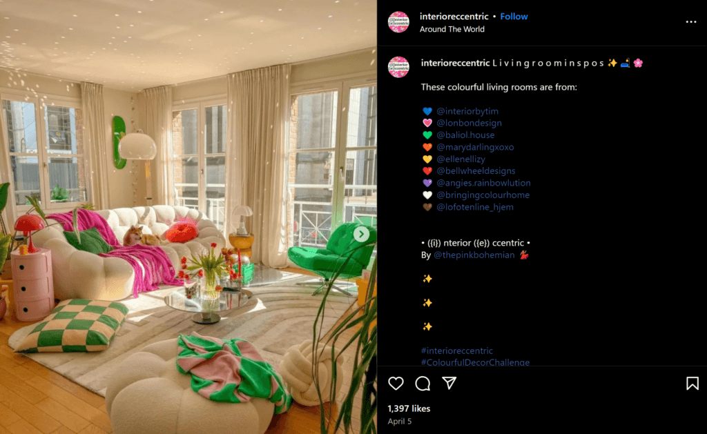 Maximalist decor example from Instagram