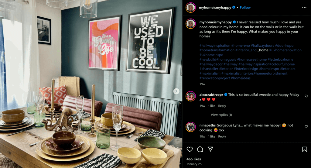 Maximalist decor example from Instagram