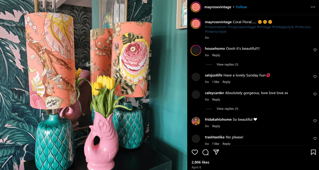 Maximalist decor example from Instagram