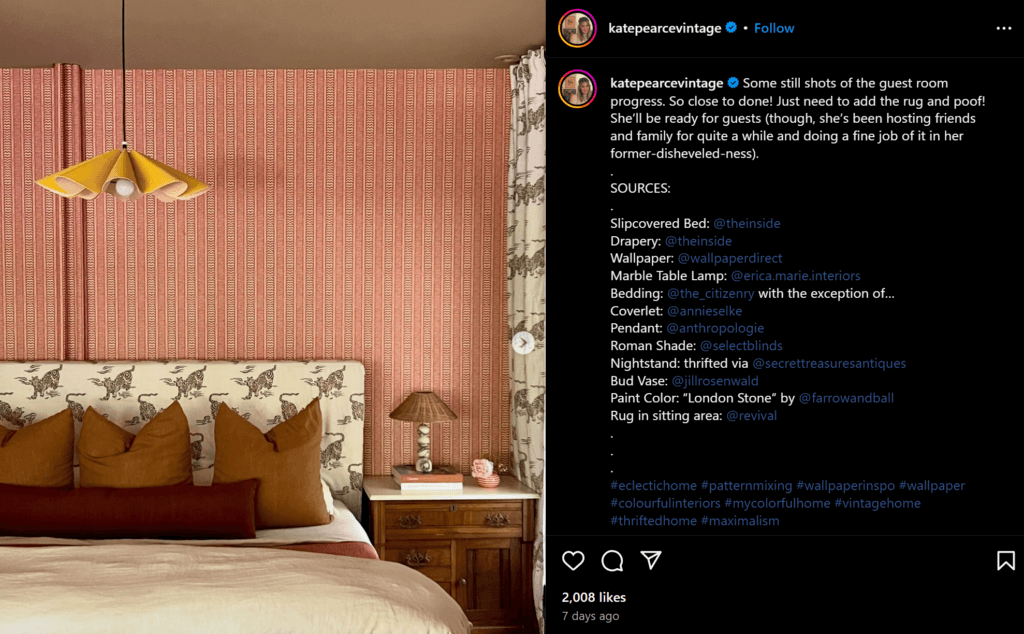 Maximalist decor example from Instagram