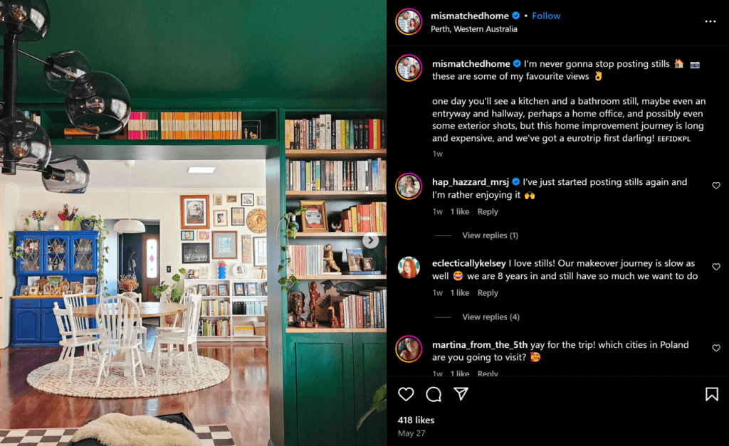 Maximalist decor example from Instagram