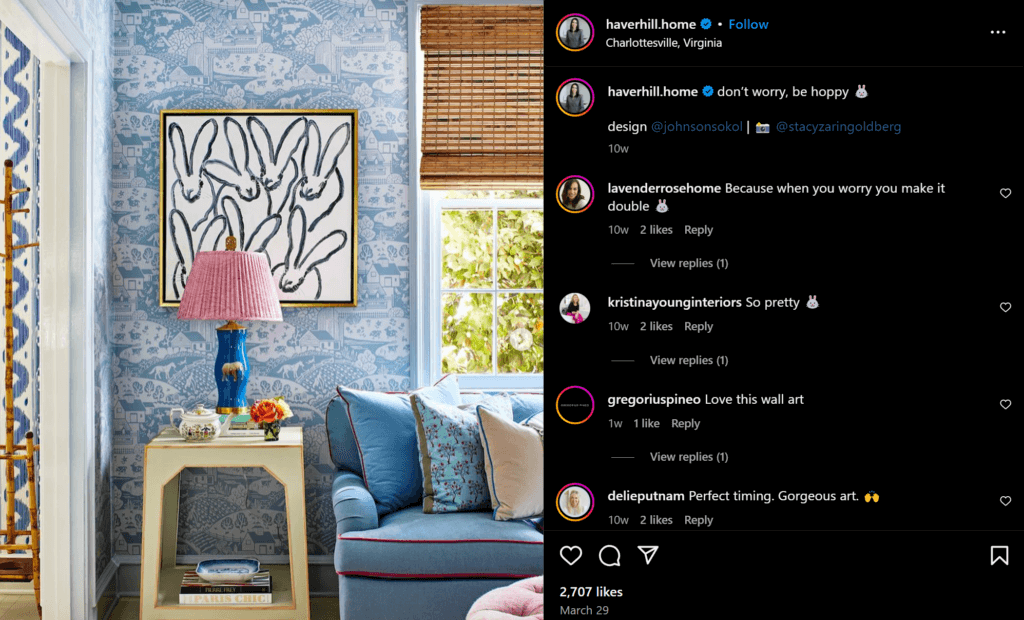 Maximalist decor example from Instagram