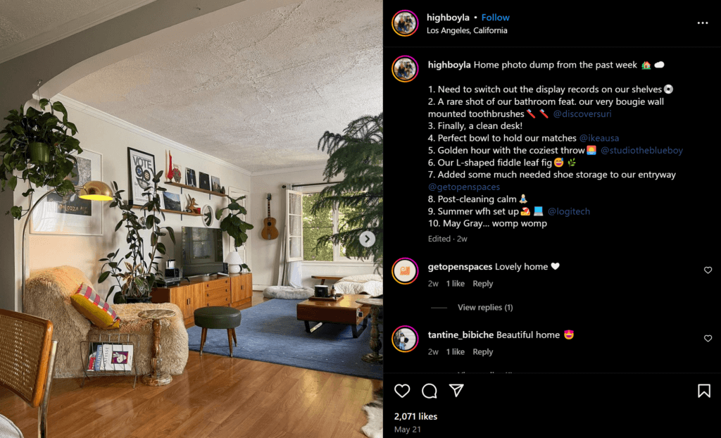 Maximalist decor example from Instagram