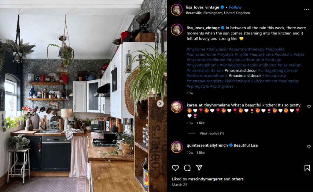 Maximalist decor example from Instagram