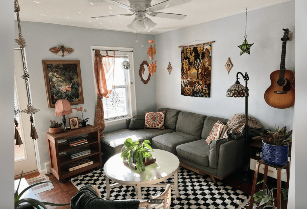 living room space with eclectic decor