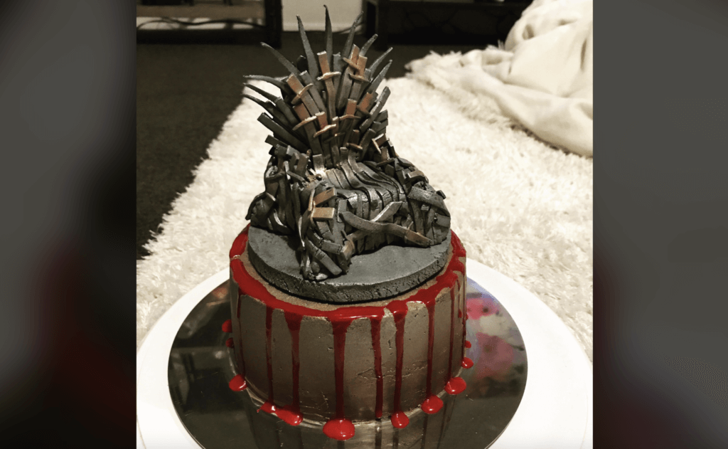 iron throne cake topper made with fondant