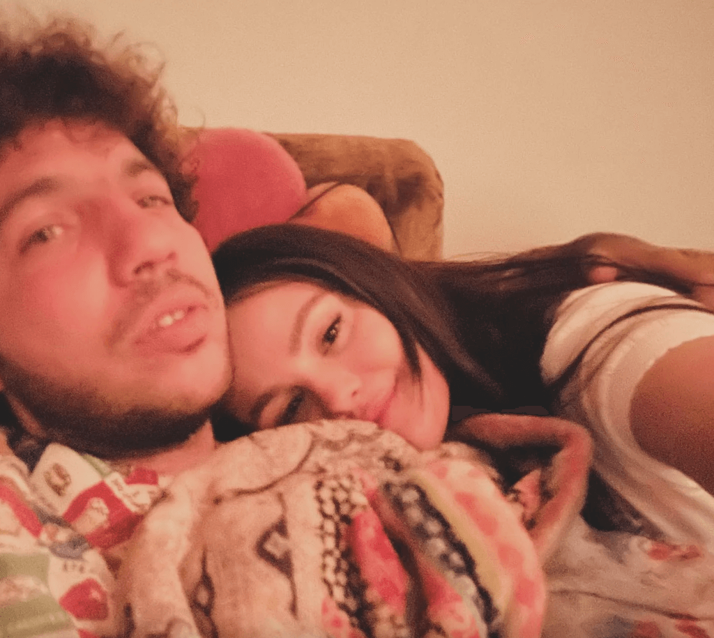 Selena Gomez cuddling with her partner, Benny Blanco