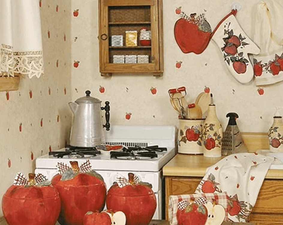 Apple-themed kitchen from the 90s or 2000s