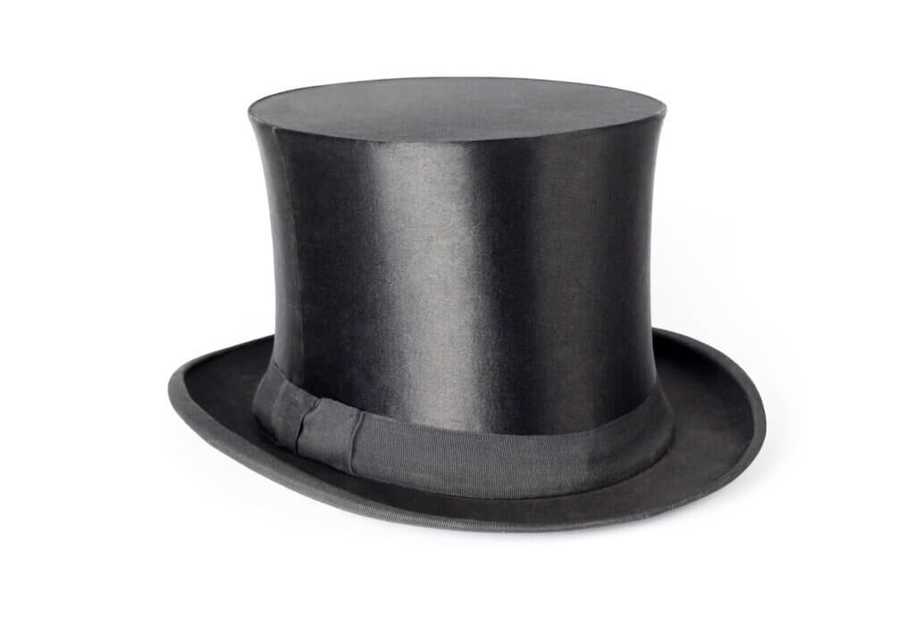 Retro top hat on white background