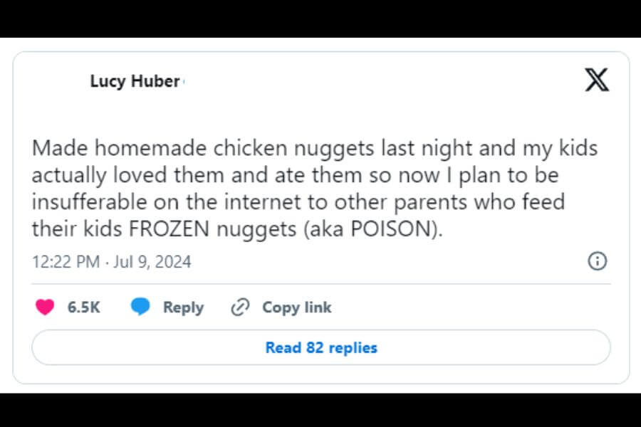 parenting tweet about chicken nuggets