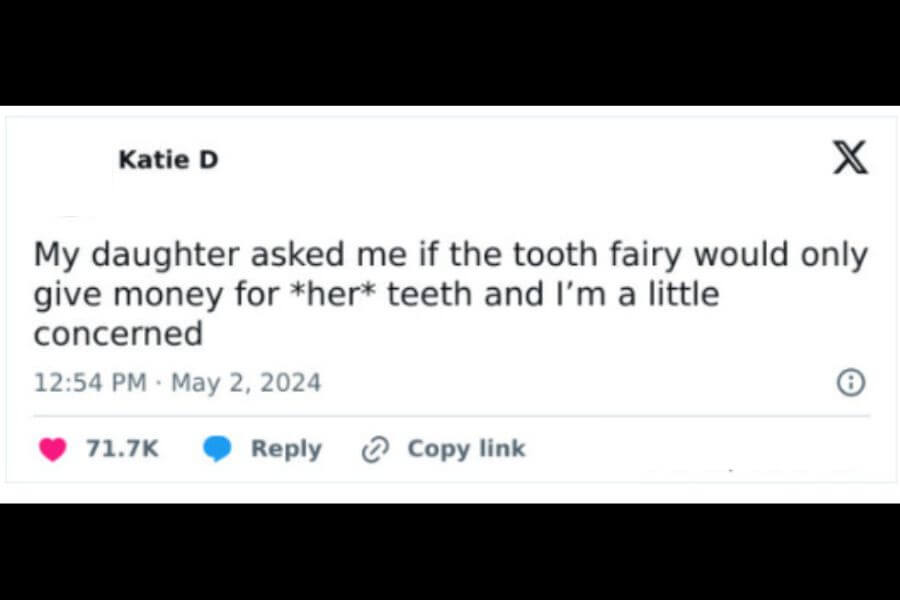 Funny tweet about the thooth fairy