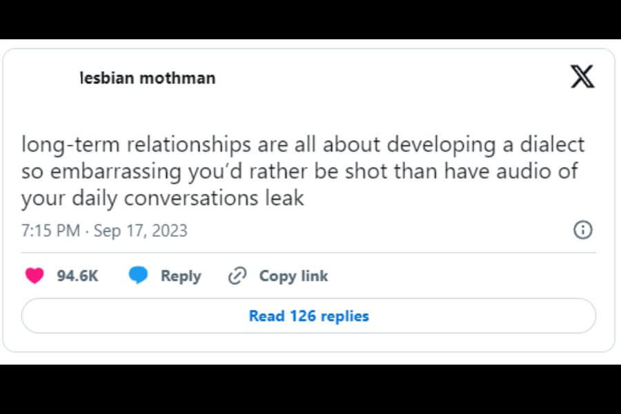 relationship tweet about secret language