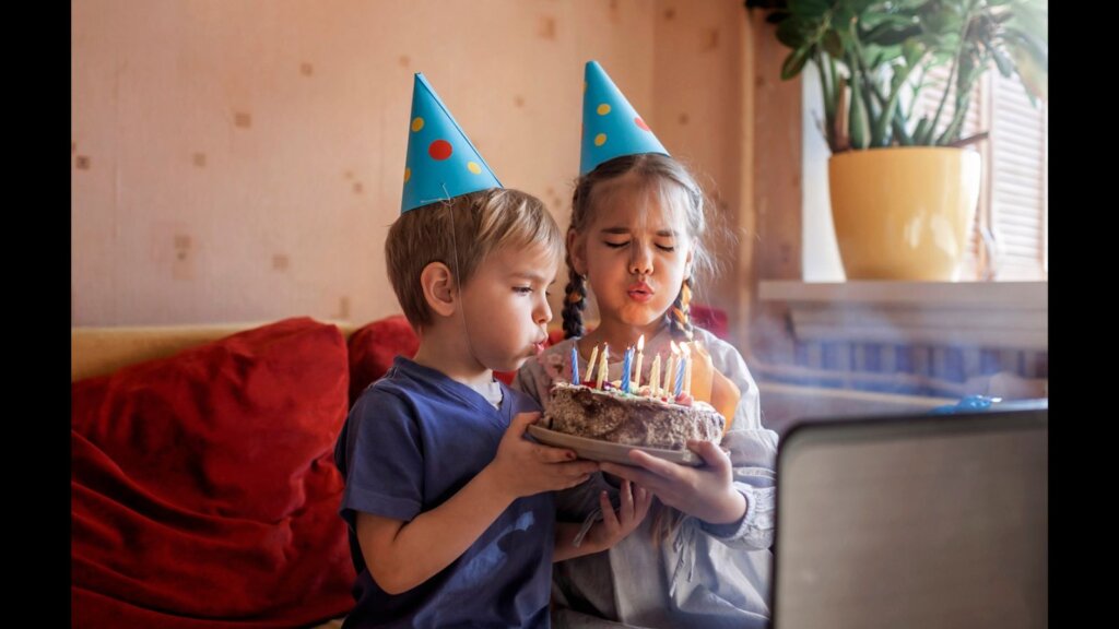 Two sibling celebrating birthday.