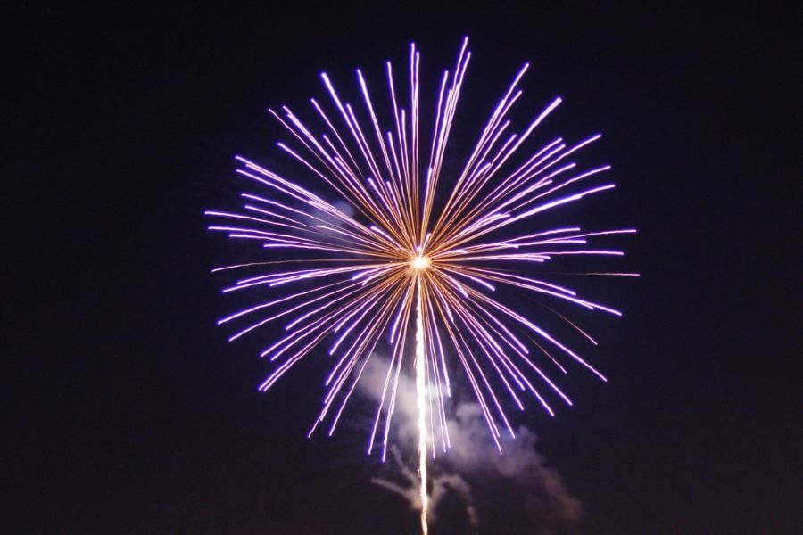 Fireworks exploding on July 4th.