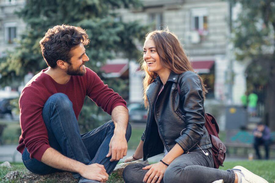 Couple on a date at the park