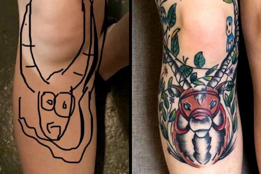 Knee tattoo comparison