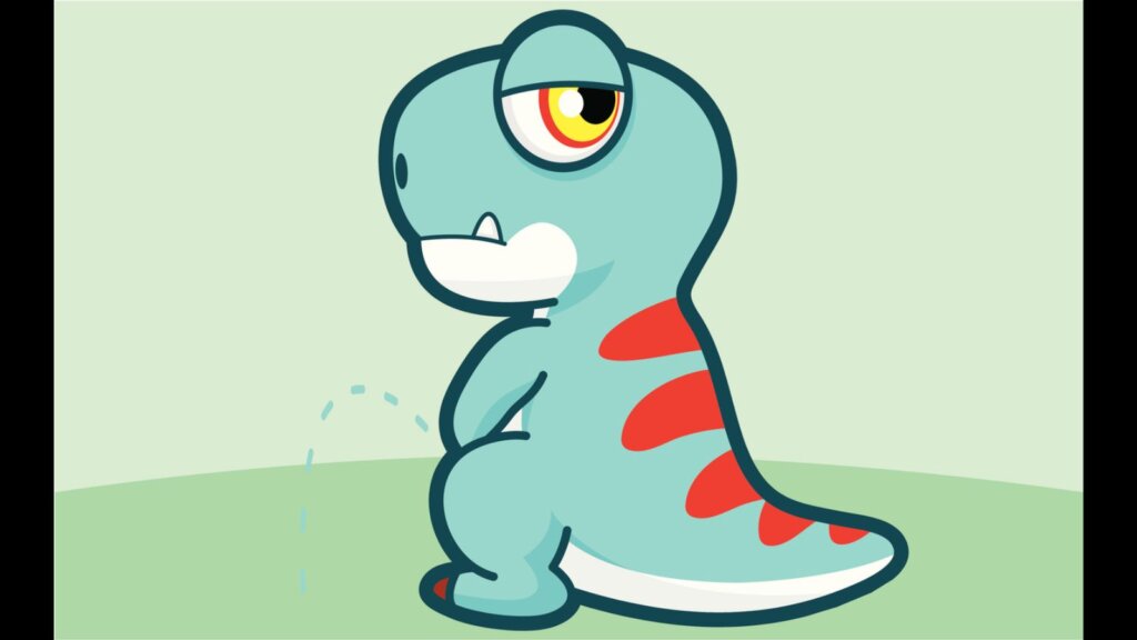 Animated dinosaur peeing
