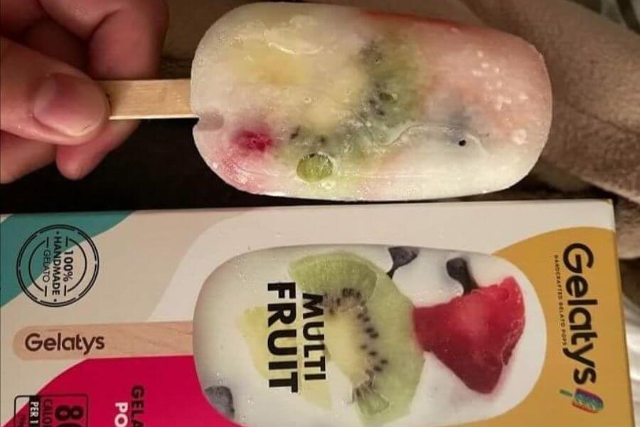 ice cream tablet with fruit inside