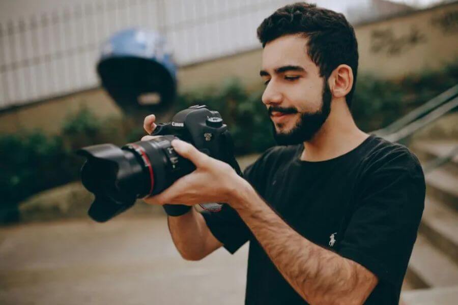 man holding camera