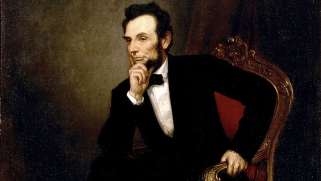 Portrait of Lincoln in the National Wrestling Hall of Fame.