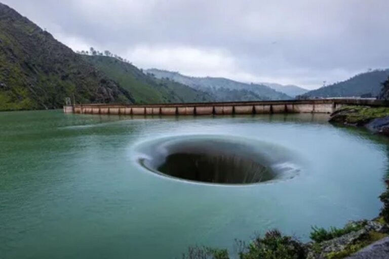 big hole in a pond