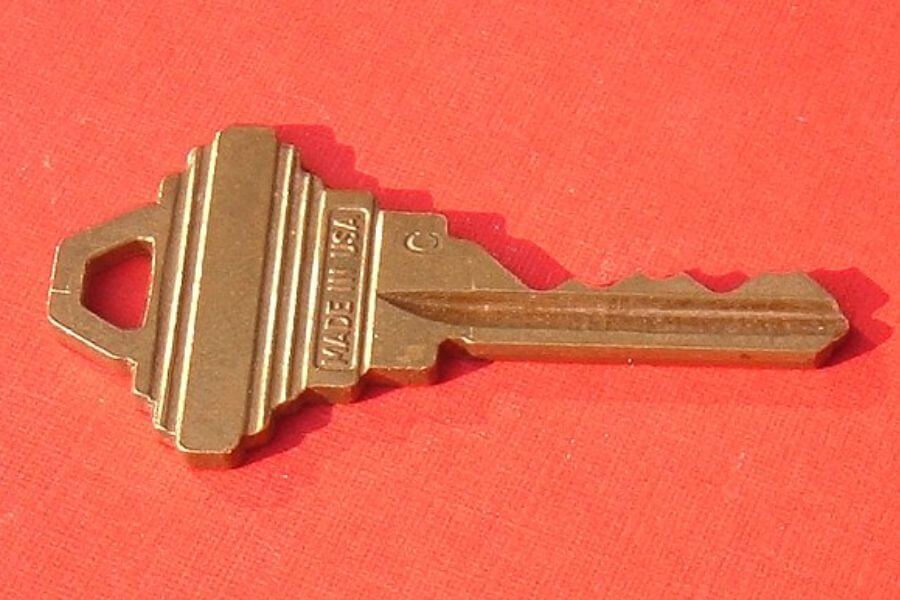 key on top of red background