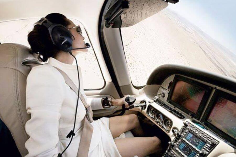 angelina jolie piloting her helicopter