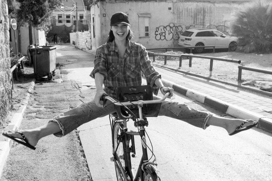 gal gadot riding a bike