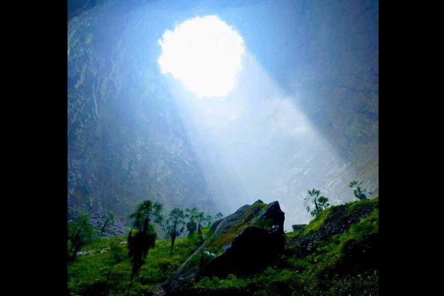 big hole over cave