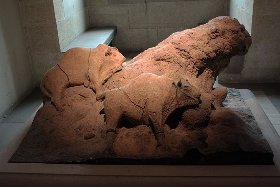 clay bison in a musem