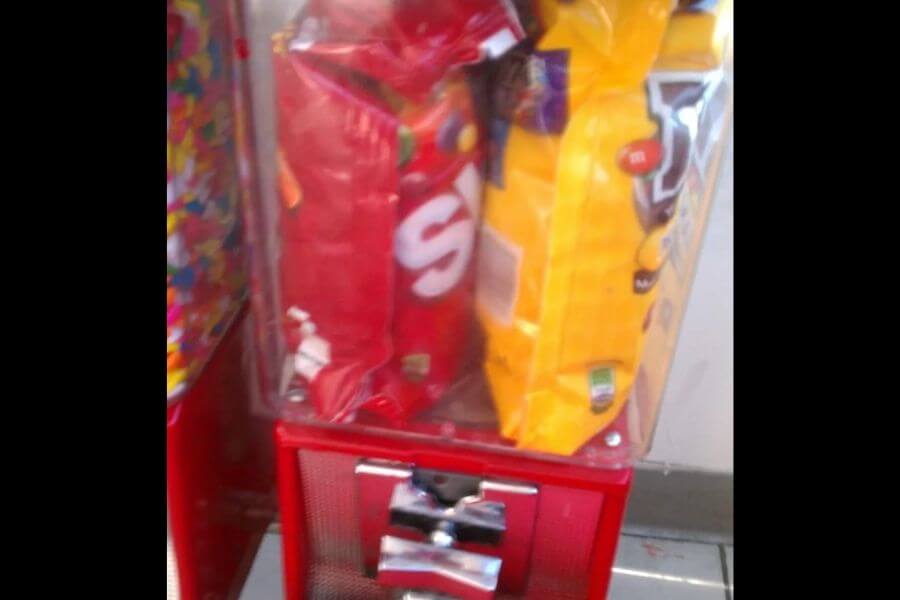 candy bags inside candy machine