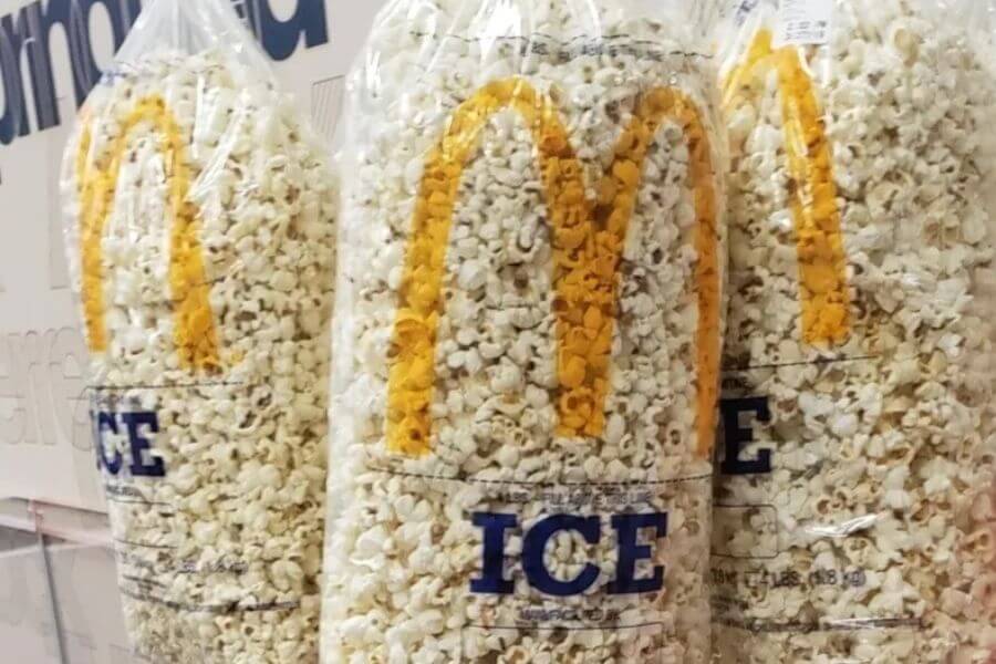 Pop corn inside ice bags