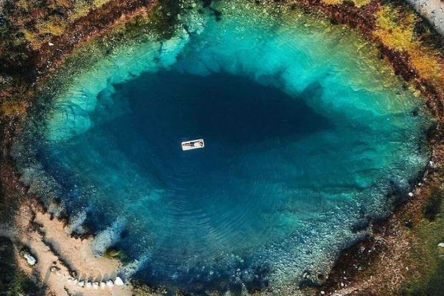 floating on natural pool