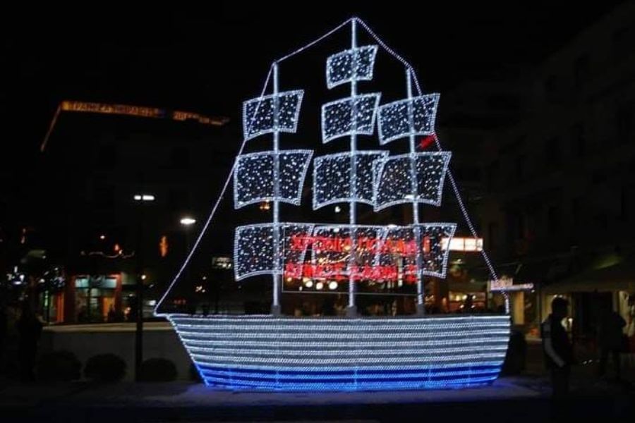 Boat made of lights