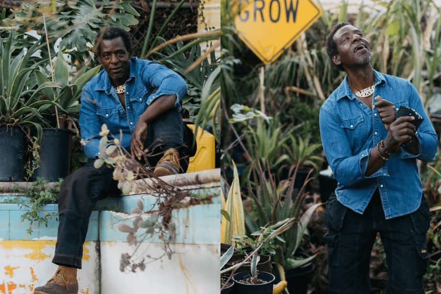 man posing with his garden